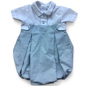 LULU BEBE Boy Bubble Outfit in Blue and White Short Sleeve Size 2T